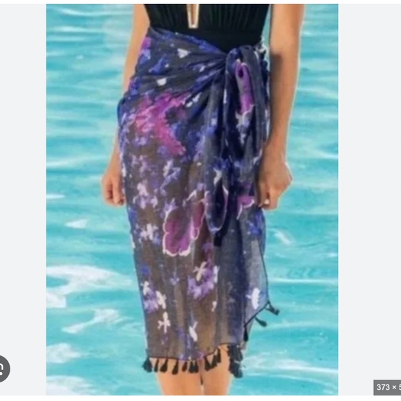 029 PETER SOM Blue Tone Dream Floral Sarong NEW - Picture 3 of 3